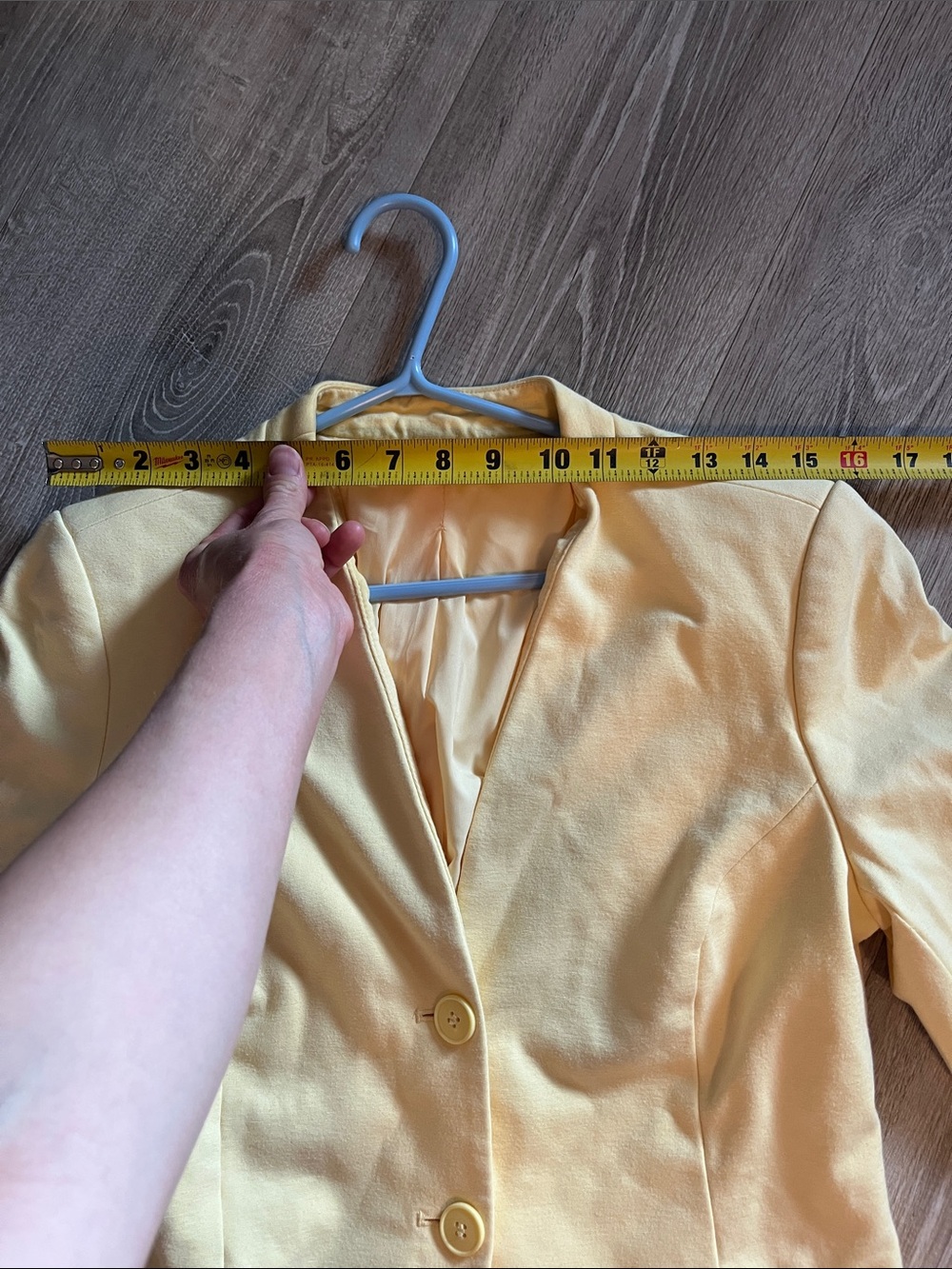 Women's pastel Yellow 3/4 sleeve Tailored Blazer Jacket - small - Picture 8 of 8